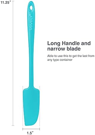 Vovoly 2-Pack Silicone Jar Spatulas | Heat Resistant Non-Stick Mini Scrapers for Jars & Blenders | BPA Free, 11 IN, Blac