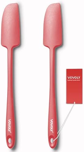 Vovoly 2-Pack Silicone Jar Spatulas | Heat Resistant Non-Stick Mini Scrapers for Jars & Blenders | BPA Free, 11 IN, Blac