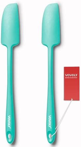 Vovoly 2-Pack Silicone Jar Spatulas | Heat Resistant Non-Stick Mini Scrapers for Jars & Blenders | BPA Free, 11 IN, Blac