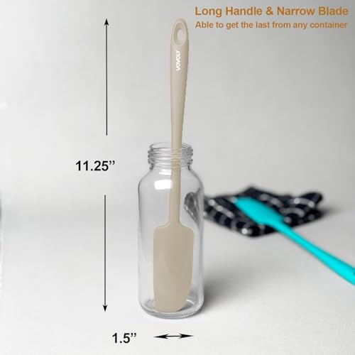 Vovoly 2-Pack Silicone Jar Spatulas | Heat Resistant Non-Stick Mini Scrapers for Jars & Blenders | BPA Free, 11 IN, Blac
