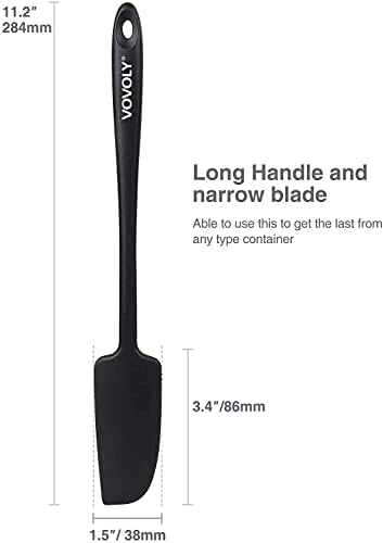 Vovoly 2-Pack Silicone Jar Spatulas | Heat Resistant Non-Stick Mini Scrapers for Jars & Blenders | BPA Free, 11 IN, Blac