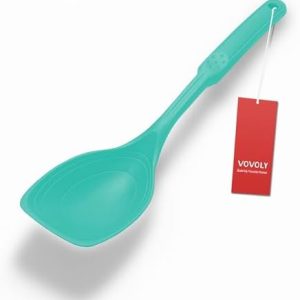 Teal Large Silicone Cooking Spoon - Non-Stick Durable Spoon for Mixing, Serving & Draining - Heat Resistant Kitchen Uten