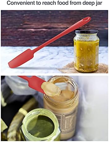 Vovoly 2-Pack Silicone Jar Spatulas | Heat Resistant Non-Stick Mini Scrapers for Jars & Blenders | BPA Free, 11 IN, Blac