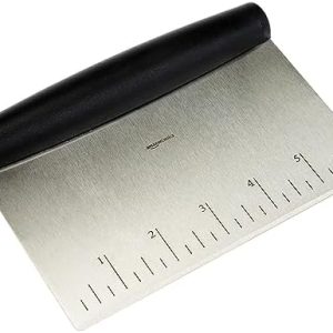 Amazon Basics Multi-Purpose Stainless Steel Scraper/Chopper - 6" Contoured Grip Kitchen Tool for Home Cooks - Versatile