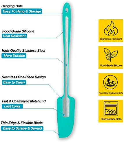 Vovoly 2-Pack Silicone Jar Spatulas | Heat Resistant Non-Stick Mini Scrapers for Jars & Blenders | BPA Free, 11 IN, Blac