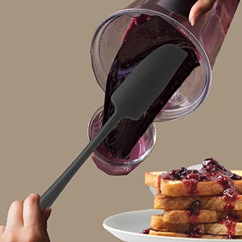 Vovoly 2-Pack Silicone Jar Spatulas | Heat Resistant Non-Stick Mini Scrapers for Jars & Blenders | BPA Free, 11 IN, Blac