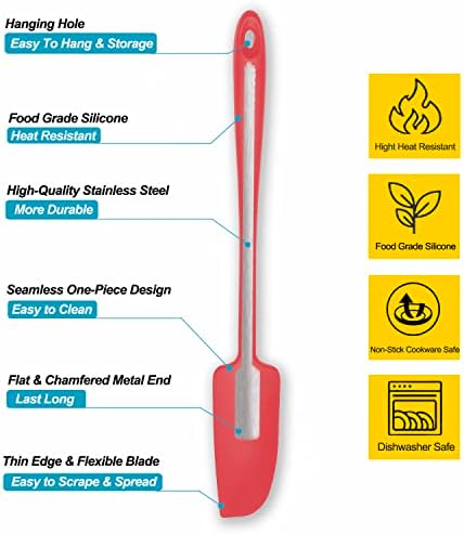 Vovoly 2-Pack Silicone Jar Spatulas | Heat Resistant Non-Stick Mini Scrapers for Jars & Blenders | BPA Free, 11 IN, Blac