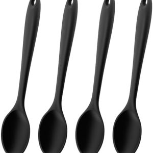 Large Silicone Cooking Spoons Set - 4 Pcs Nonstick Heat Resistant Utensils for Mixing, Baking, Serving - Ideal Kitchen T