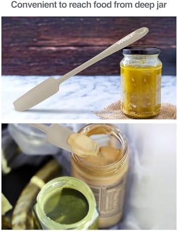 Vovoly 2-Pack Silicone Jar Spatulas | Heat Resistant Non-Stick Mini Scrapers for Jars & Blenders | BPA Free, 11 IN, Blac