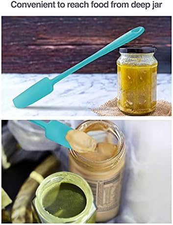 Vovoly 2-Pack Silicone Jar Spatulas | Heat Resistant Non-Stick Mini Scrapers for Jars & Blenders | BPA Free, 11 IN, Blac