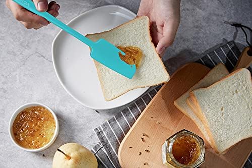 Vovoly 2-Pack Silicone Jar Spatulas | Heat Resistant Non-Stick Mini Scrapers for Jars & Blenders | BPA Free, 11 IN, Blac