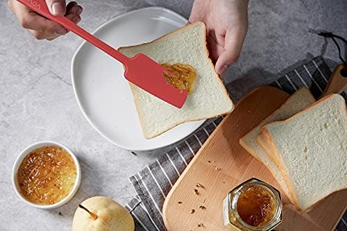 Vovoly 2-Pack Silicone Jar Spatulas | Heat Resistant Non-Stick Mini Scrapers for Jars & Blenders | BPA Free, 11 IN, Blac