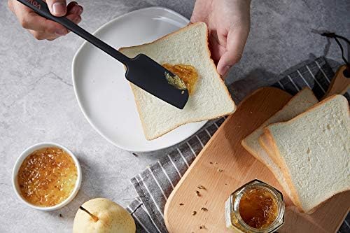 Vovoly 2-Pack Silicone Jar Spatulas | Heat Resistant Non-Stick Mini Scrapers for Jars & Blenders | BPA Free, 11 IN, Blac